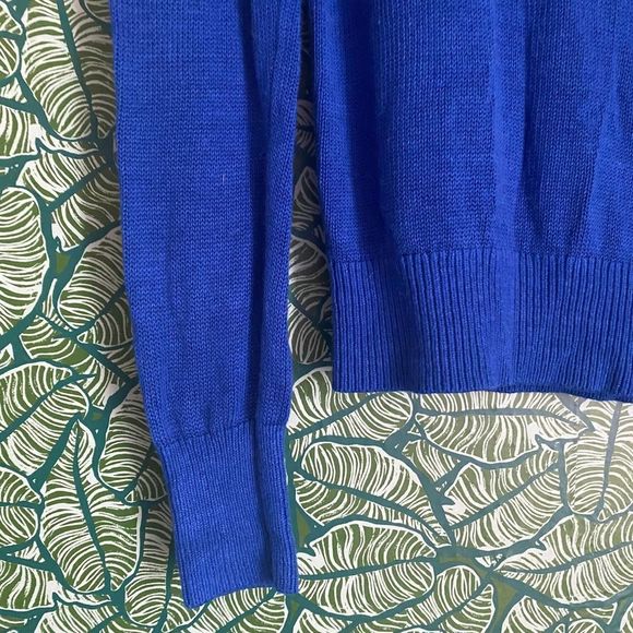 Free People | Mock Turtleneck Pointelle Knit Blue Sweater XS - Picture 3 of 6